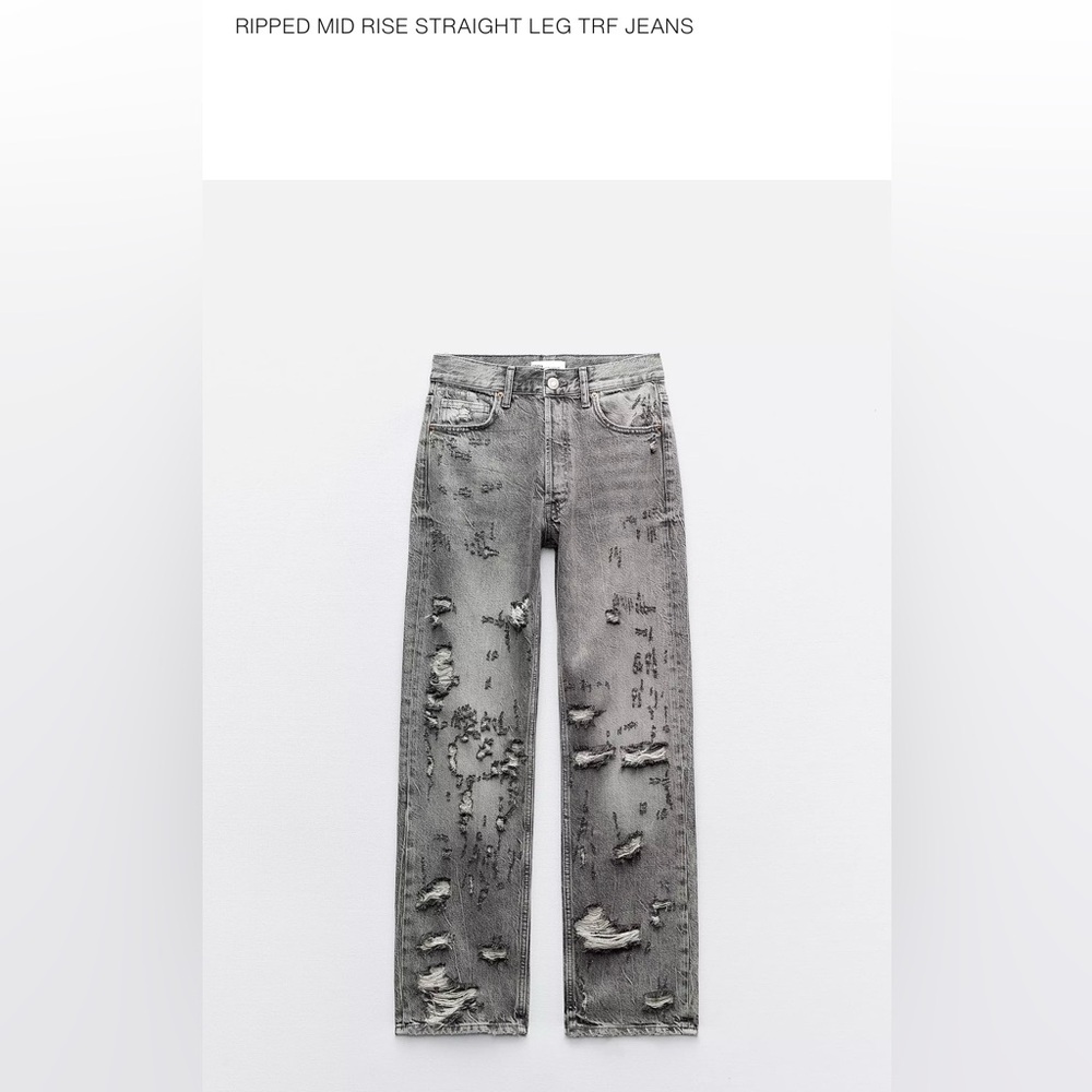 NWT Zara Distressed Gray Jeans